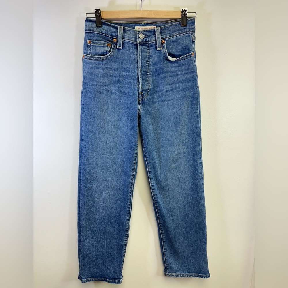 Levi's Ribcage Straight Ankle Jeans, Medium Blue Wash, Size 25 X 27